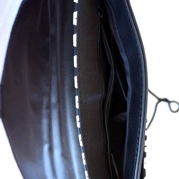 $90 WITCHERY black/white RATTAN CLUTCH snake chain shoulder CROSS-BODY handbag ♡ - Picture 10 of 10